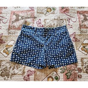 Ann Taylor Geometric Side‎ Zip Chino City Shorts Women Blue White Size 0